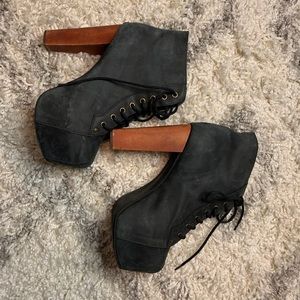 JEFFREY CAMPBELL Grey Suede Lita Boots (Sz 9)